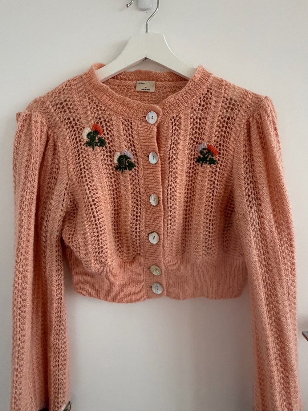 Aritzia Le Fou Wilfred Coral Button Down Wool Cardigan size XS